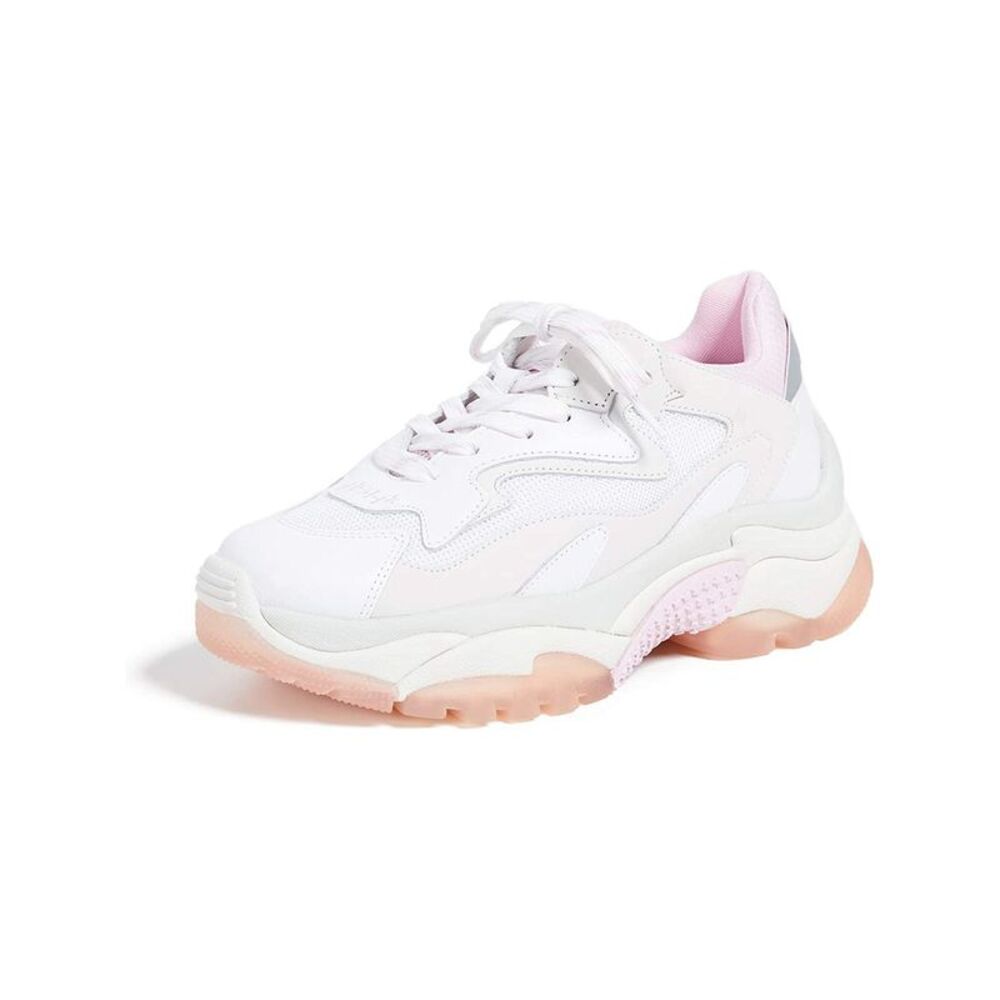 ASH Womens White Mixed Media Addict Toe Platform Leather Athletic Sneakers 41